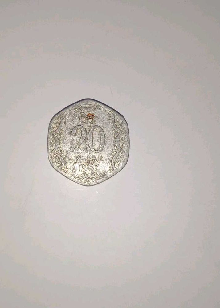 Vintage 1987 Indian 20 Paise Coin