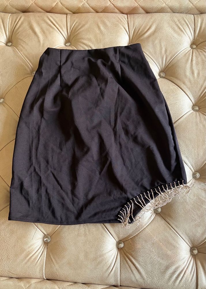 Black rhinestones Mini Skirt