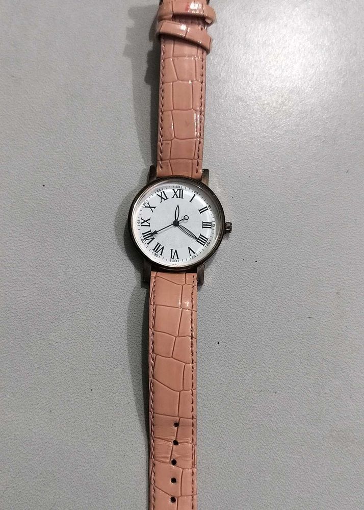 Classic Pink Croc Embossed Leather Watch