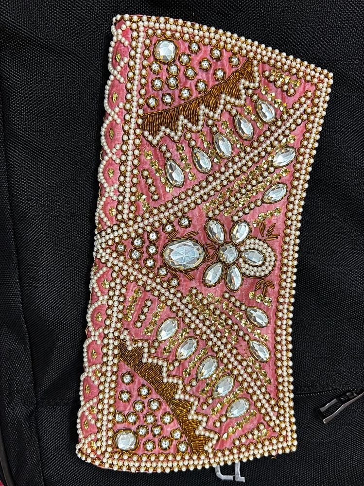 Embellished Pink Clutch Bag