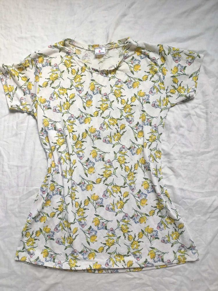Floral Print korean Tunic Top
