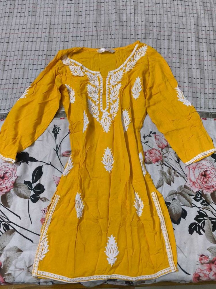 Yellow Chikankari Kurta