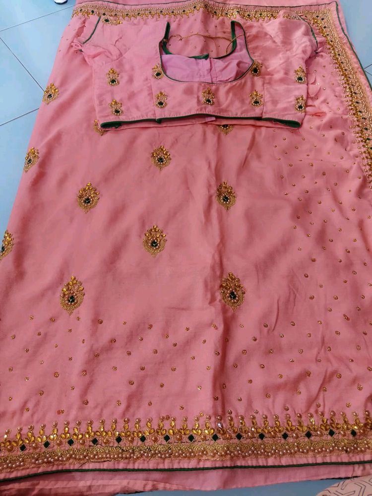 Lehnga Style Saree With Stitched Blouse