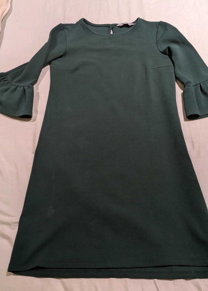 Chic Green Bell Sleeve Dress