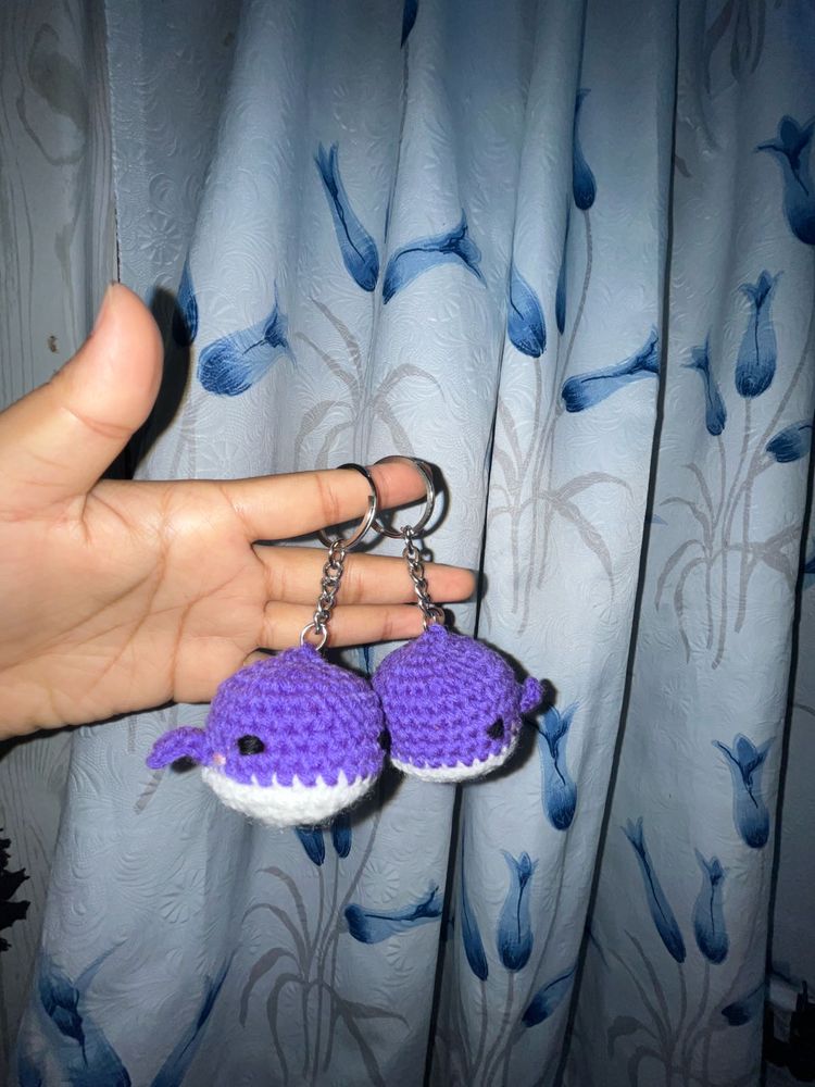 Crochet Whale Keychain