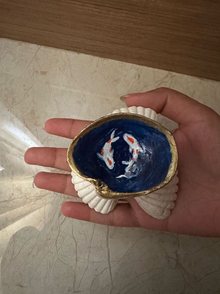 real seashell handpained tinkle tray
