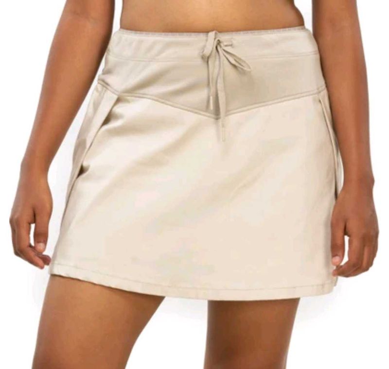 QUECHUA - Women Light Beige Cotton Skort With Pock