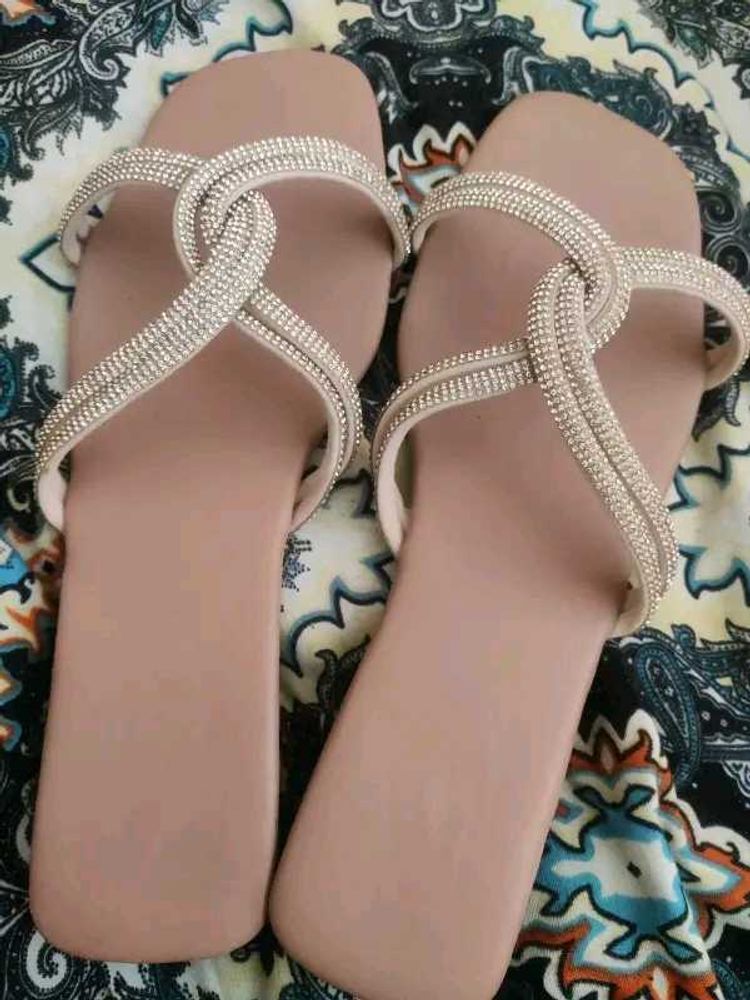 Sparkling Rhinestone Flat Sandals