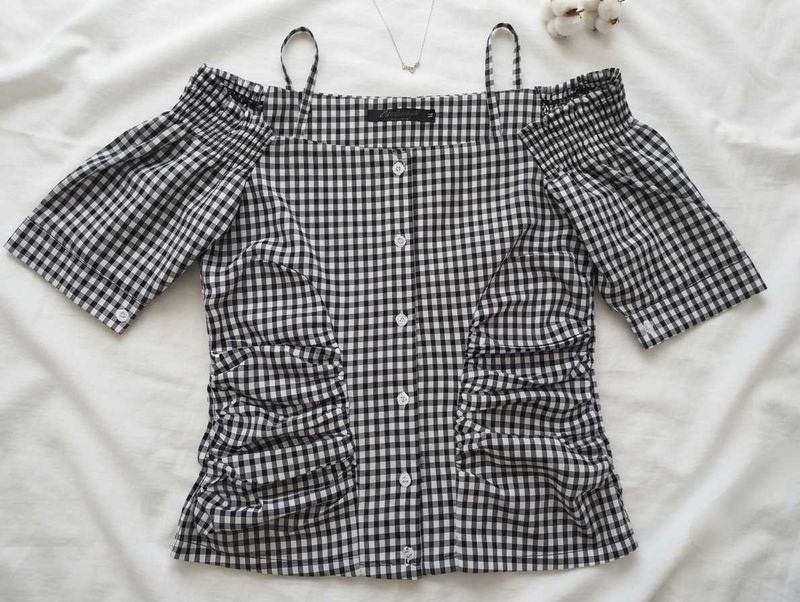 Gingham Off-Shoulder Top
