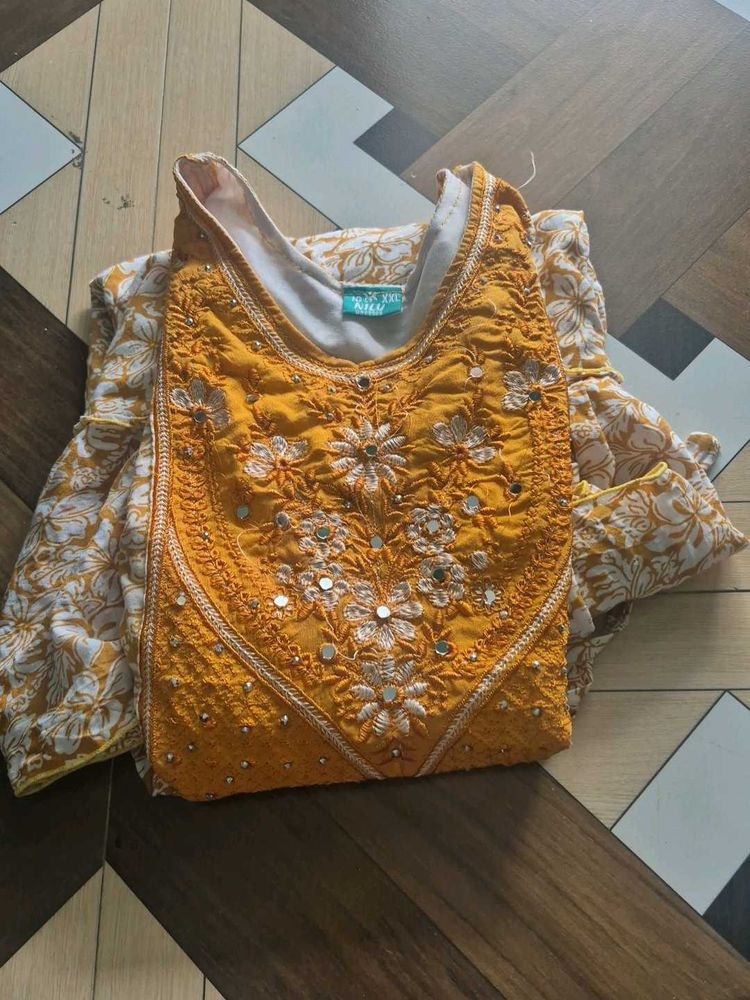 Vibrant Yellow Embroidered Kurta Set