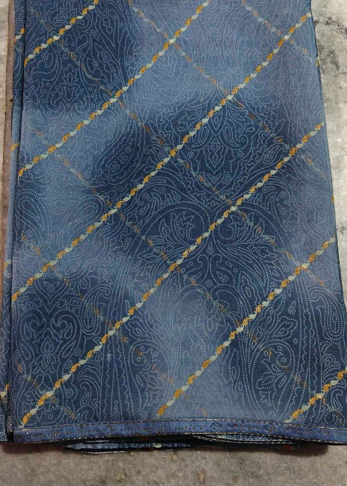 Blue Paisley Print Saree