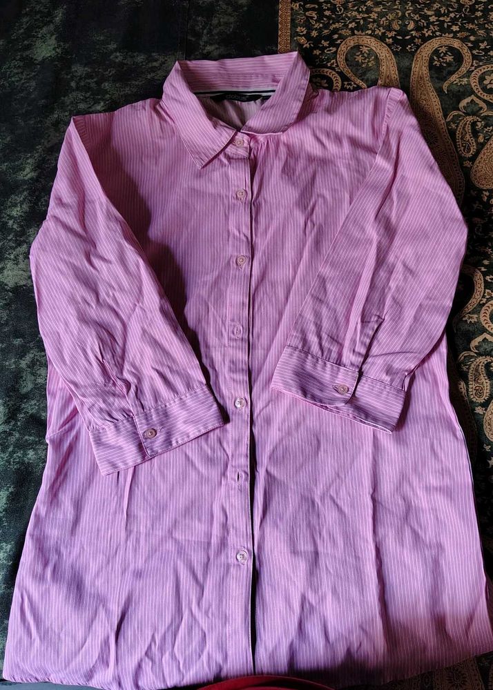 Formal Pink Striped Button-Up Shirt
