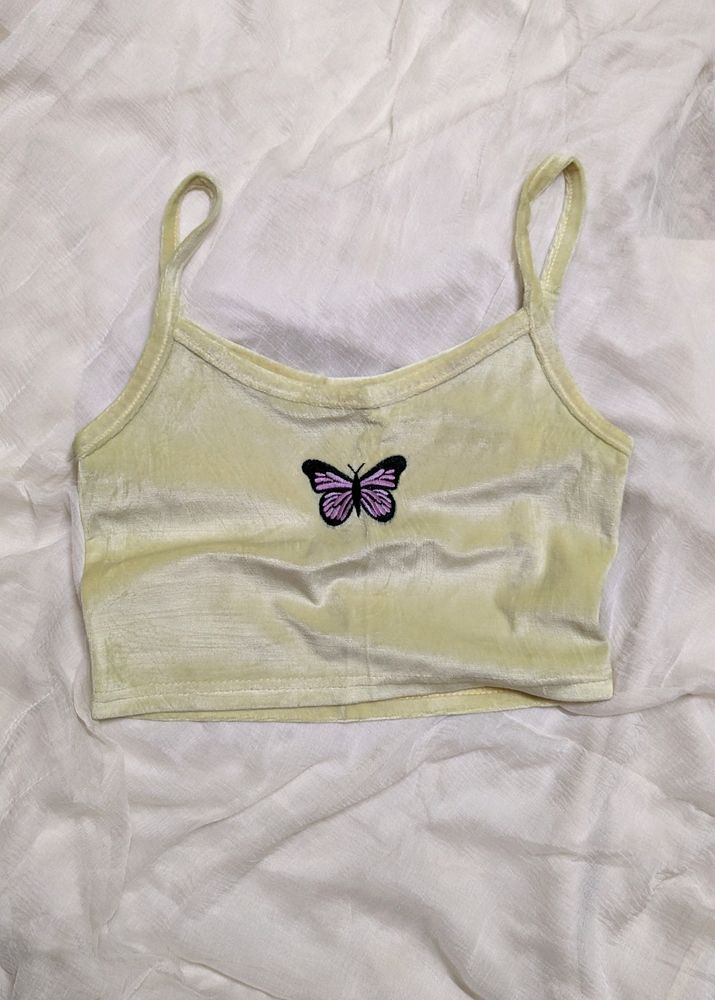 SHEIN Yellow Butterfly Top