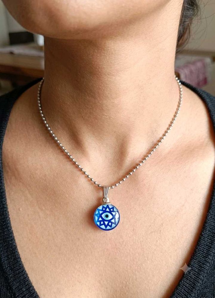 Blue Evil Eye Pendant Necklace