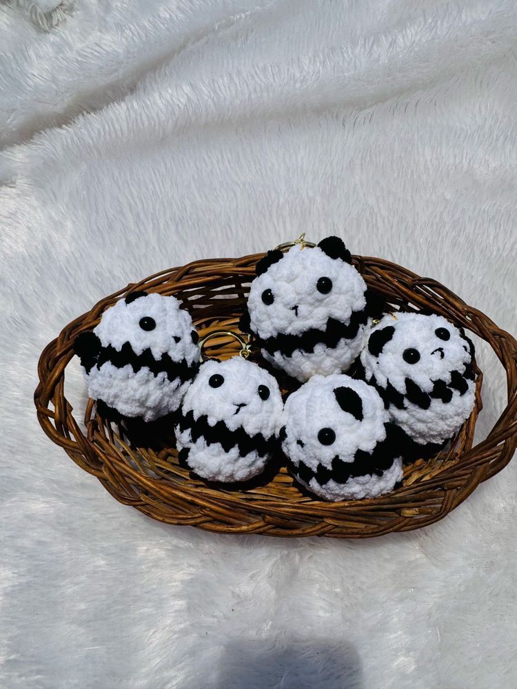 5 Cute Crochet Panda plush Keychains