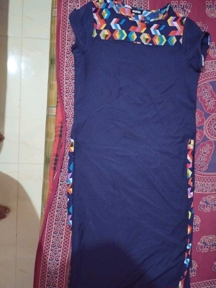 Stylish Blue Kurti with Geometric Detail