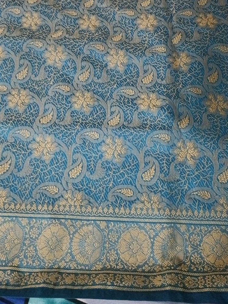 Elegant Teal Resham work Saree from Khadi