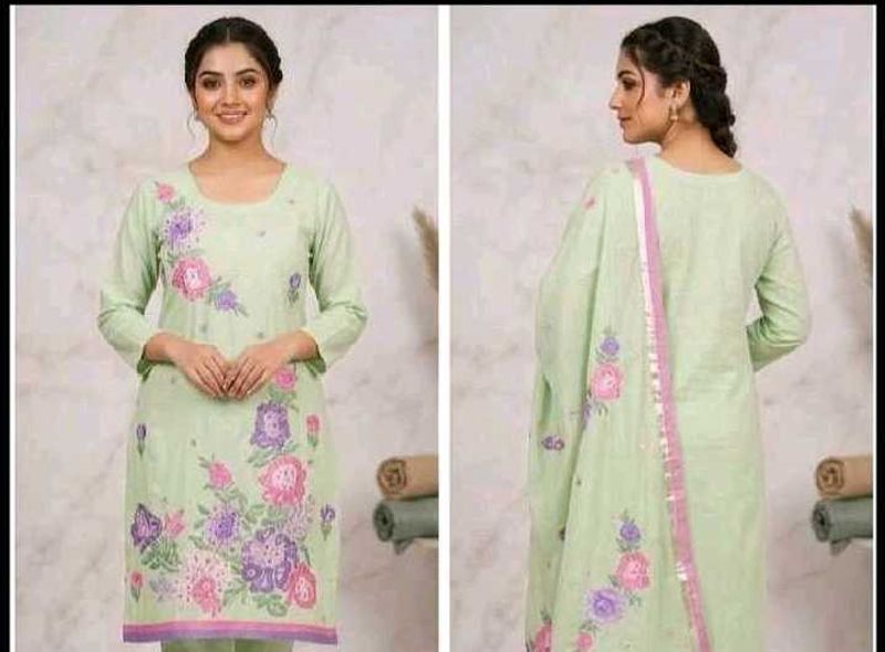 Light Green Floral Kurta Set with Dupatta