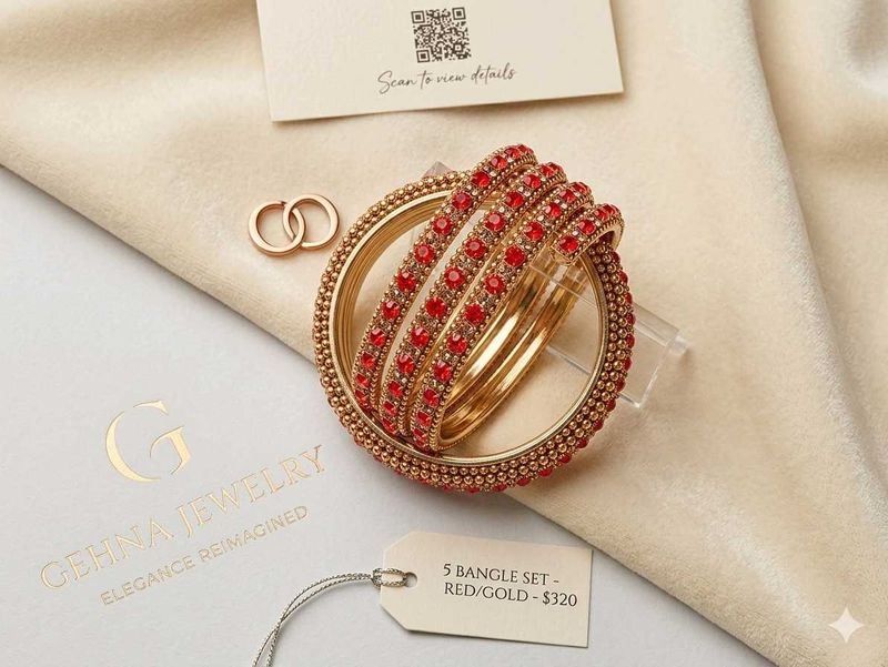 Stunning Red &amp; Gold Bangle Set