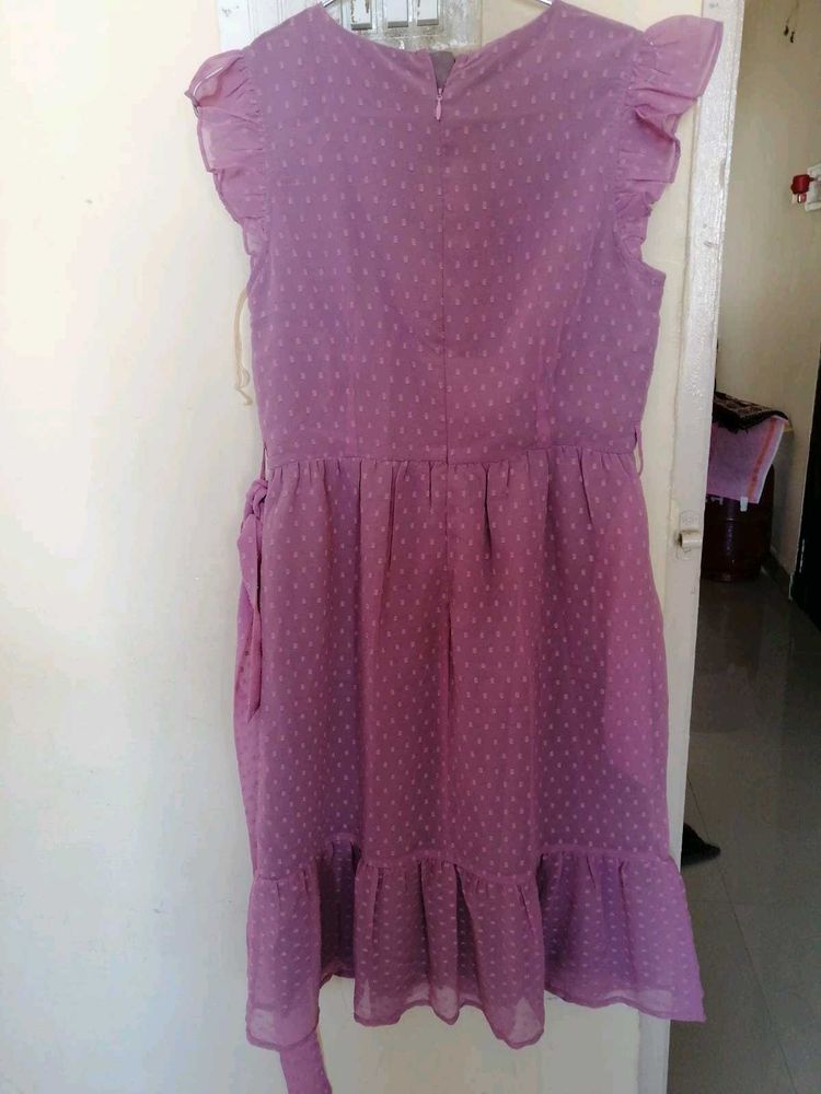 Purple Polka Dot Ruffle Dress