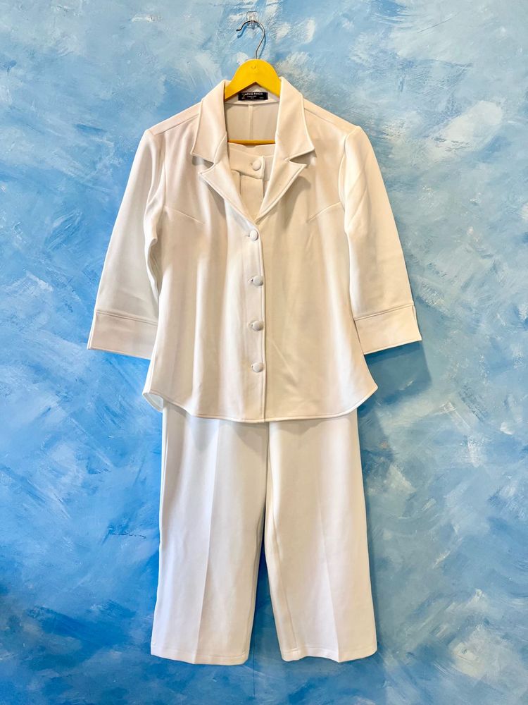 Elegant White Blazer Set (M)