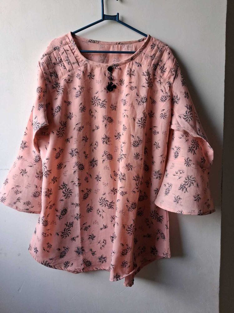 Chic Floral Bell Sleeve Blouse