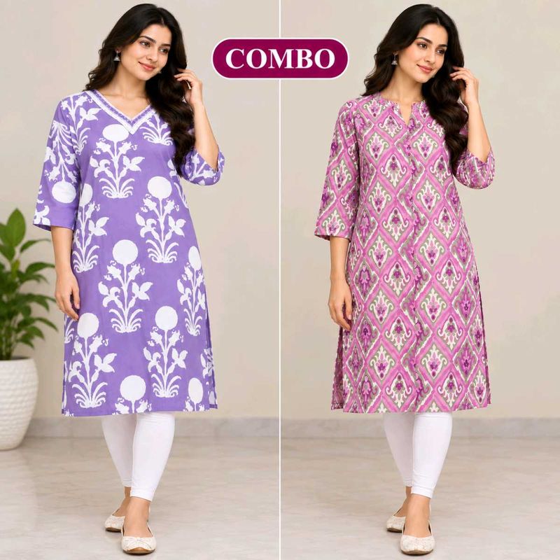 Combo Pack of 2 Printed Kurtis