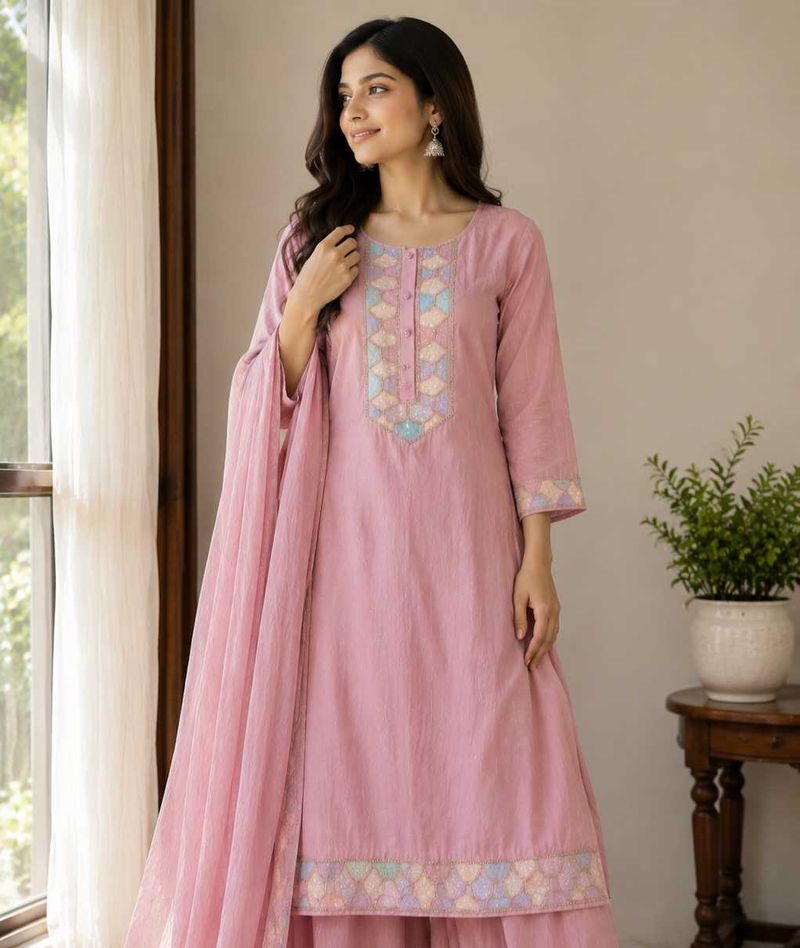 Elegant Pink Kurta Set with Dupatta
