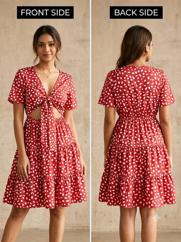 Chic Red Polka Dot Tiered Dress