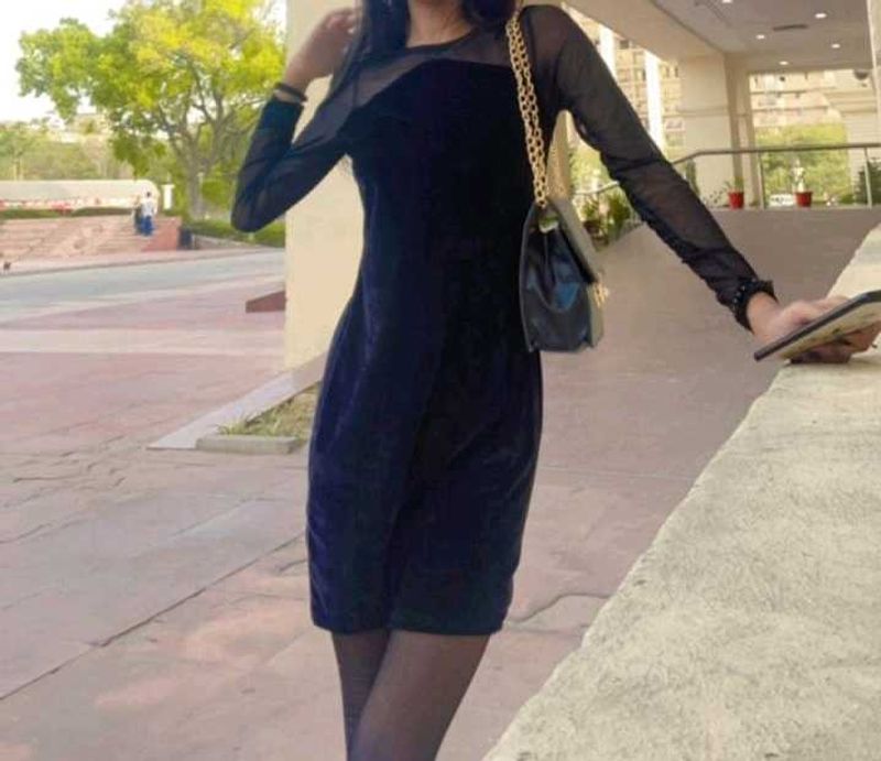 Chic Velvet Mesh Mini Dress