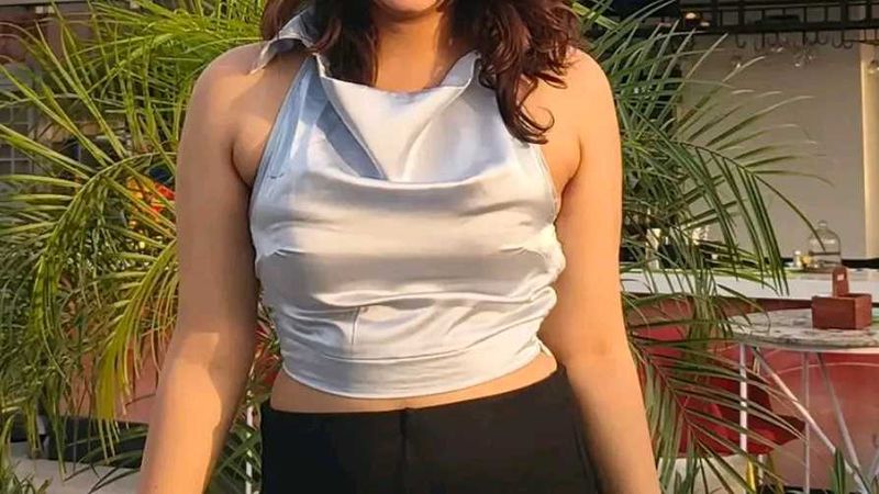 pastel blue satin party wear top