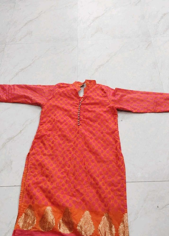 Vibrant Orange &amp; Pink Kurta
