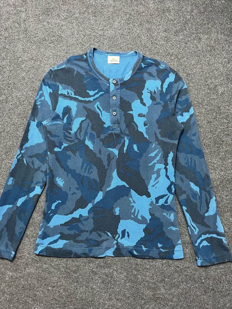 Blue Camo Long Sleeve Henley