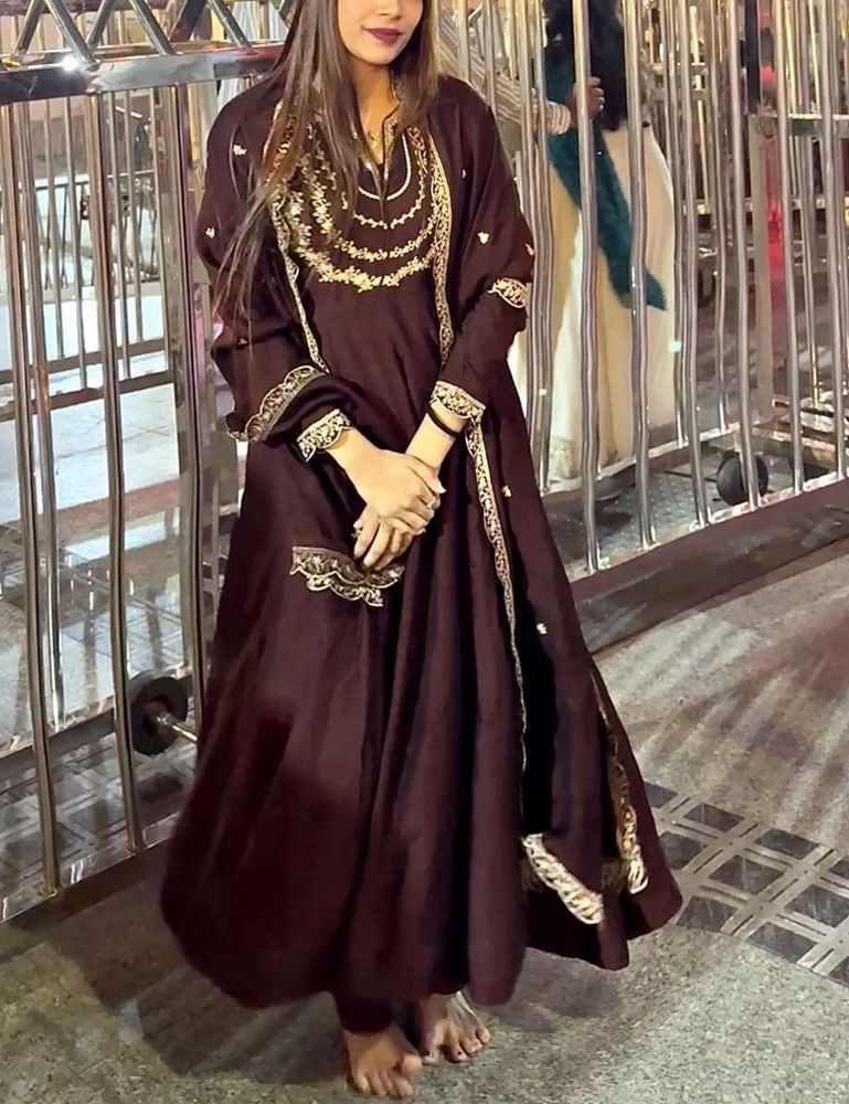 Brown anarkali kurta set 🤎