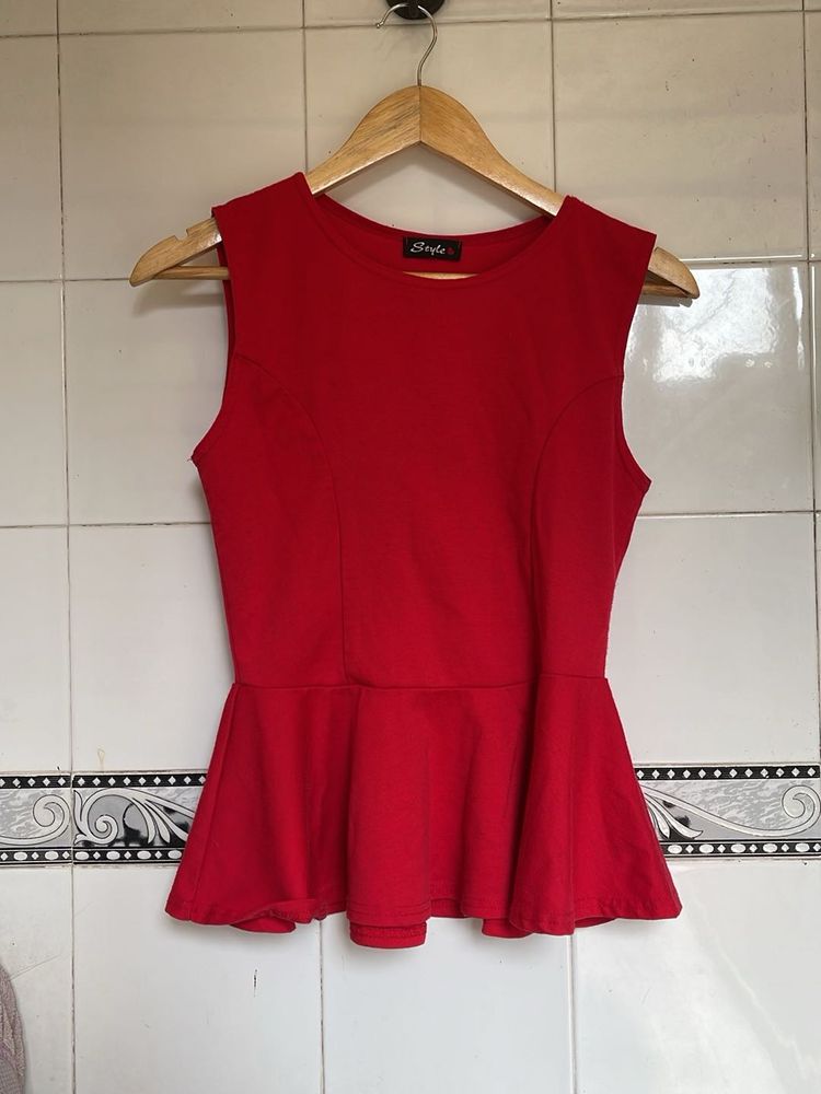 Chic Red Peplum Top