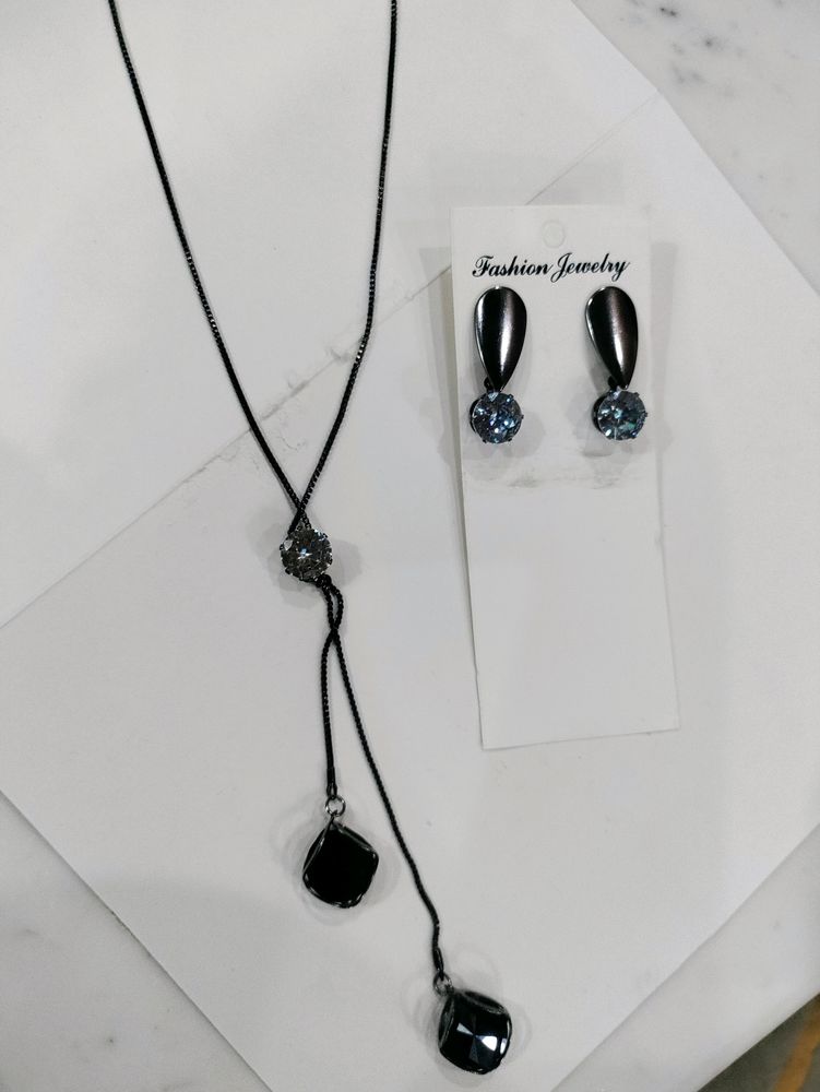 oxidised earrings And Chain