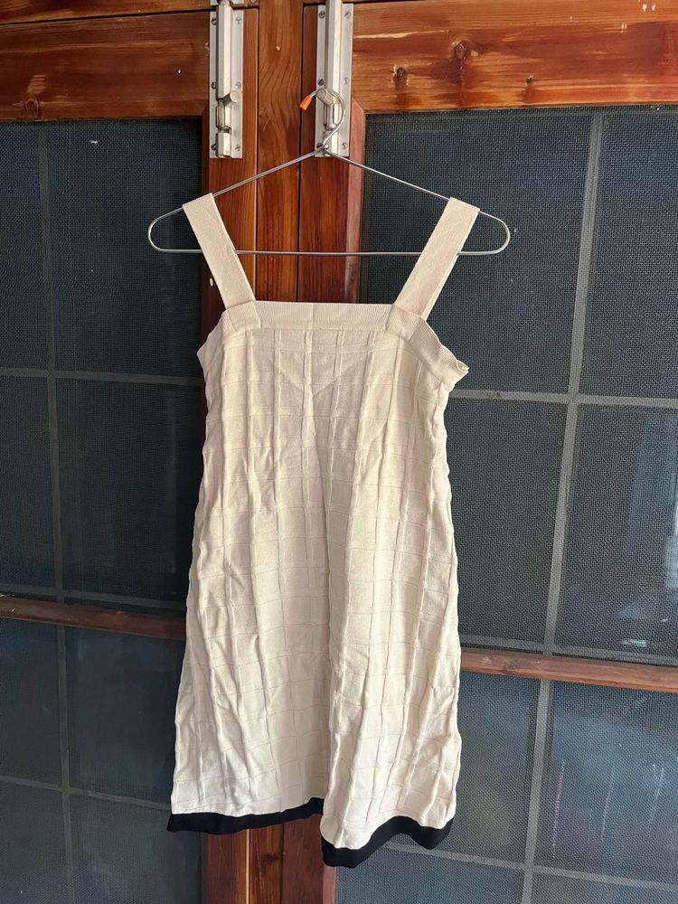 Cream Square Neck Mini Dress