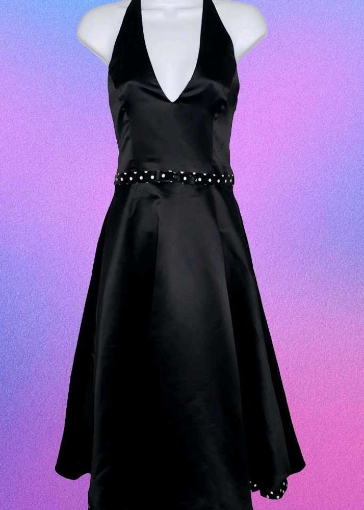 Elegant Black Halter Neck Dress