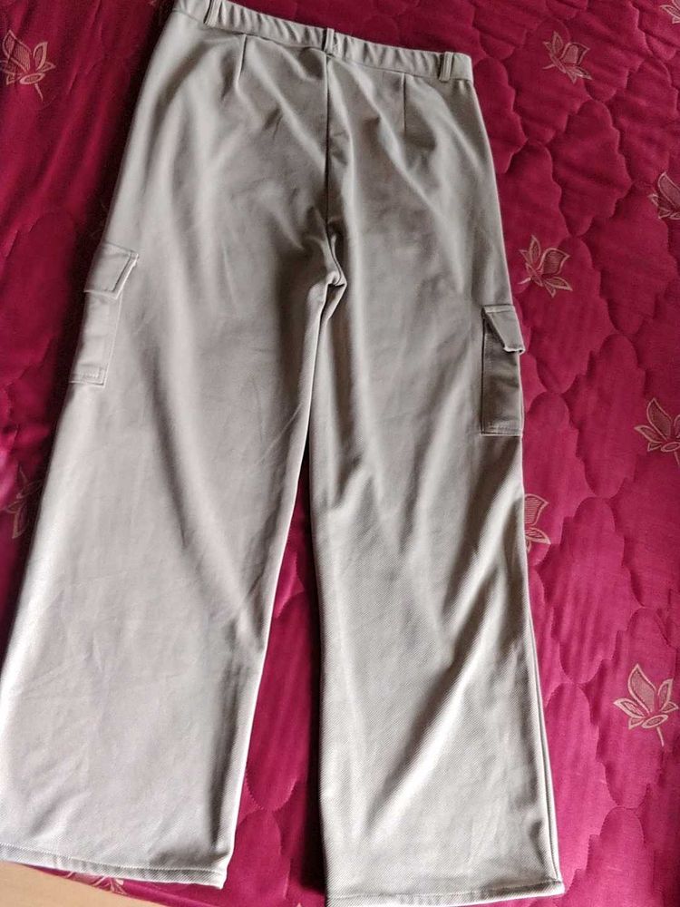 Wide Leg Beige Cargo Pants