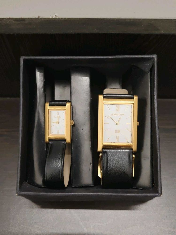 Vintage Elegant Gold &amp; Black Watch Set for Men &amp; W