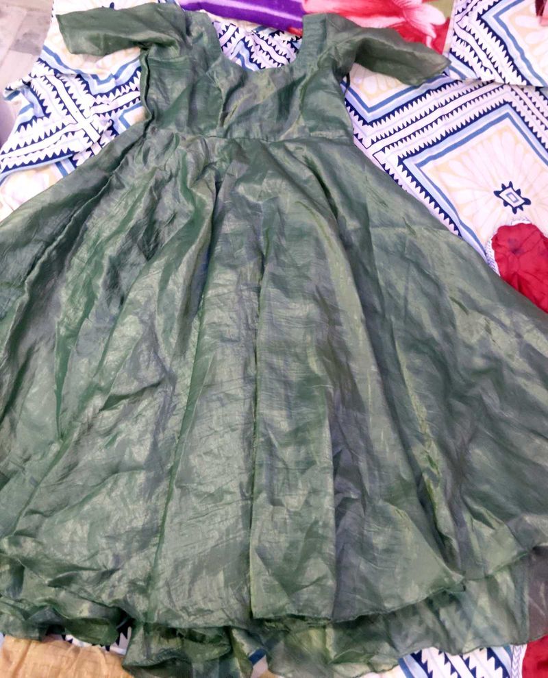 Elegant Olive Green Ethnic Gown