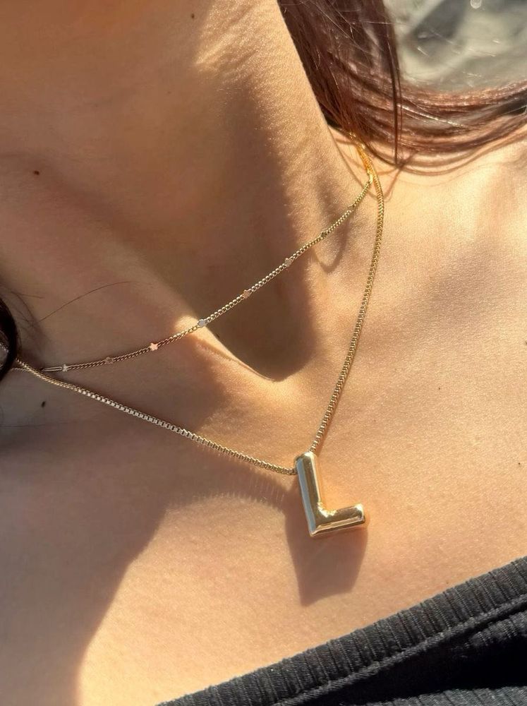 Gold 'L' Initial Layered Necklace