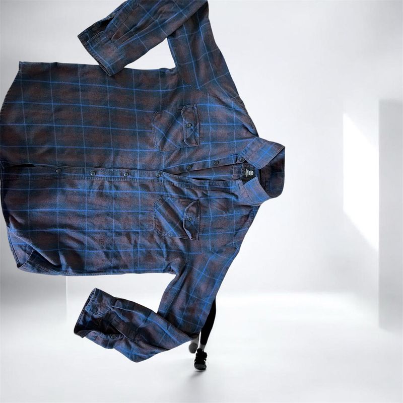 Men's Blue Plaid Flannel Shirt