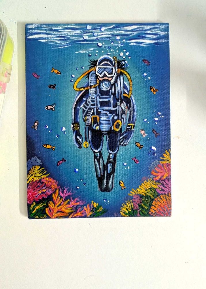 Mini Underwater Scuba Diver Painting