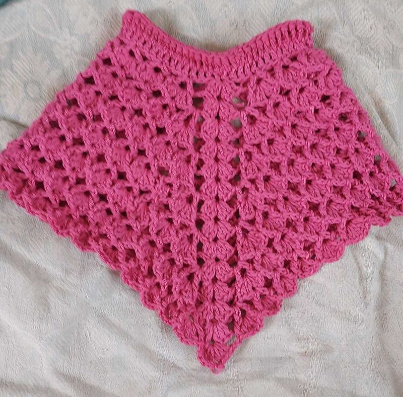 Crocheted Pink Poncho