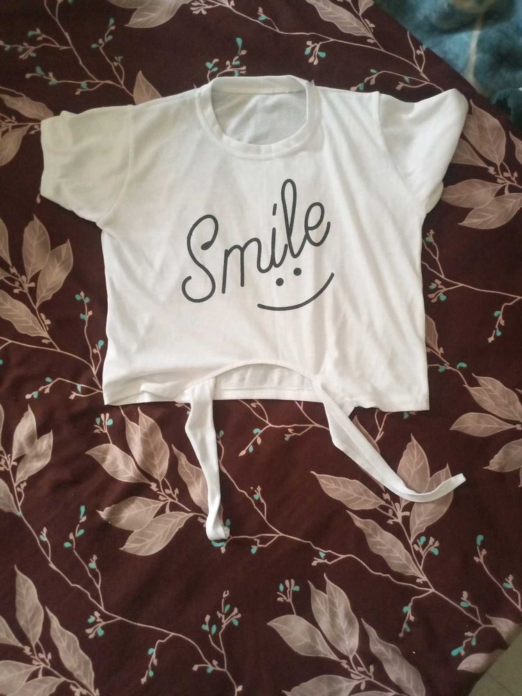 Cute 'Smile' Graphic White Tee