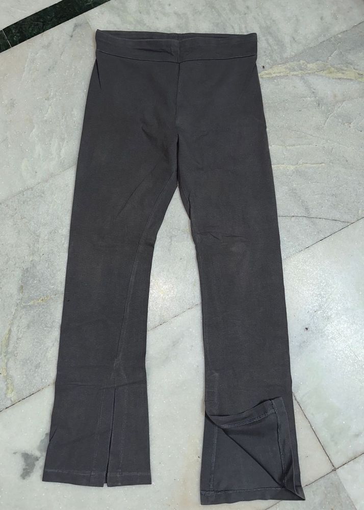 H&amp;M Stylish Dark Grey Split Hem Pants