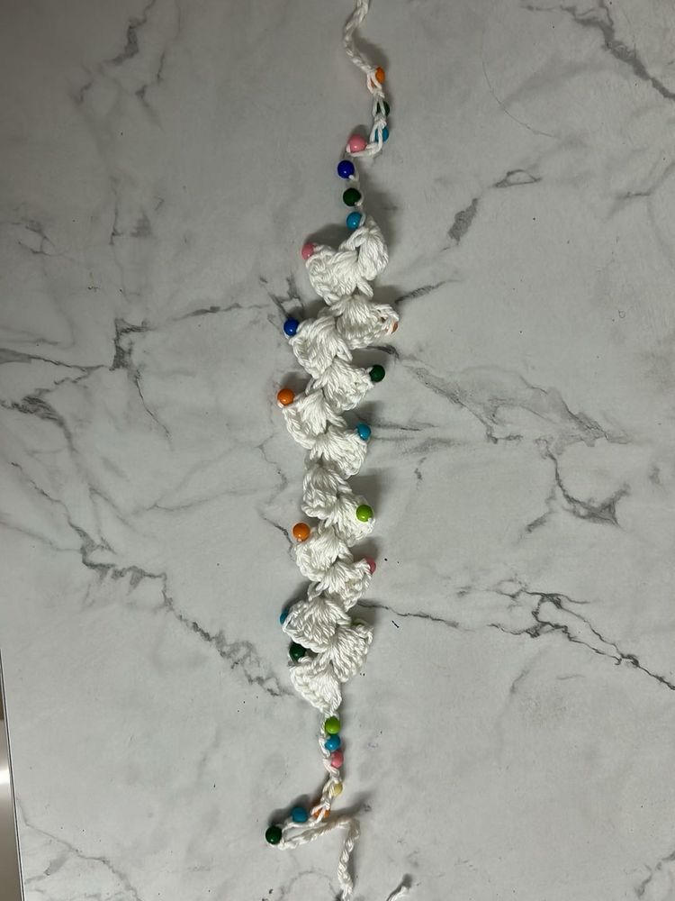 Boho White Crochet Choker with Beads