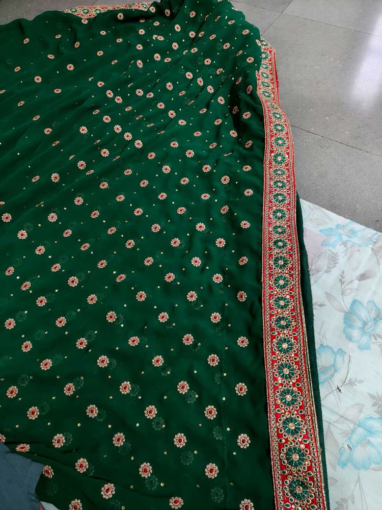 Stunning Emerald Green Saree