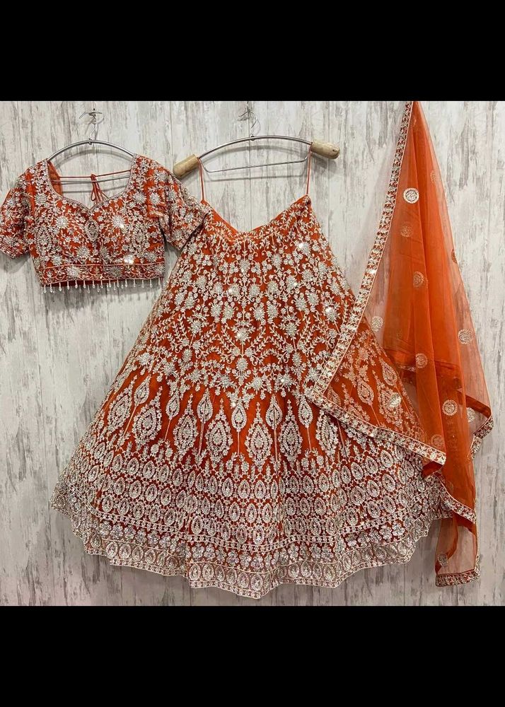 Stunning Orange Lehenga Choli Set